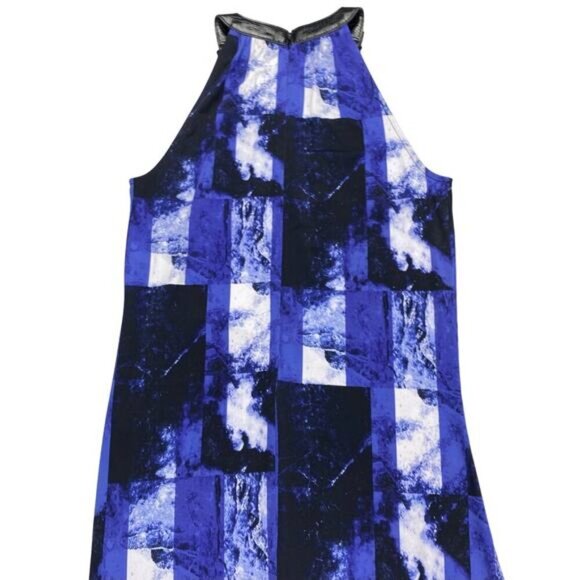 MICHAEL Michael Kors Hi-Low Abstract Maxi Sundress Sz XS Belt Buck Neckline - Picture 3 of 9